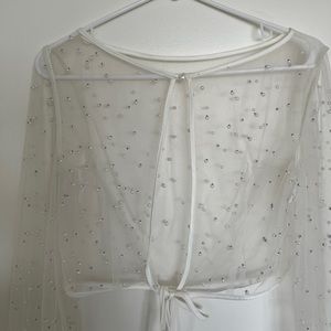David’s Bridal - Pearl Tulle long sleeve (size small)